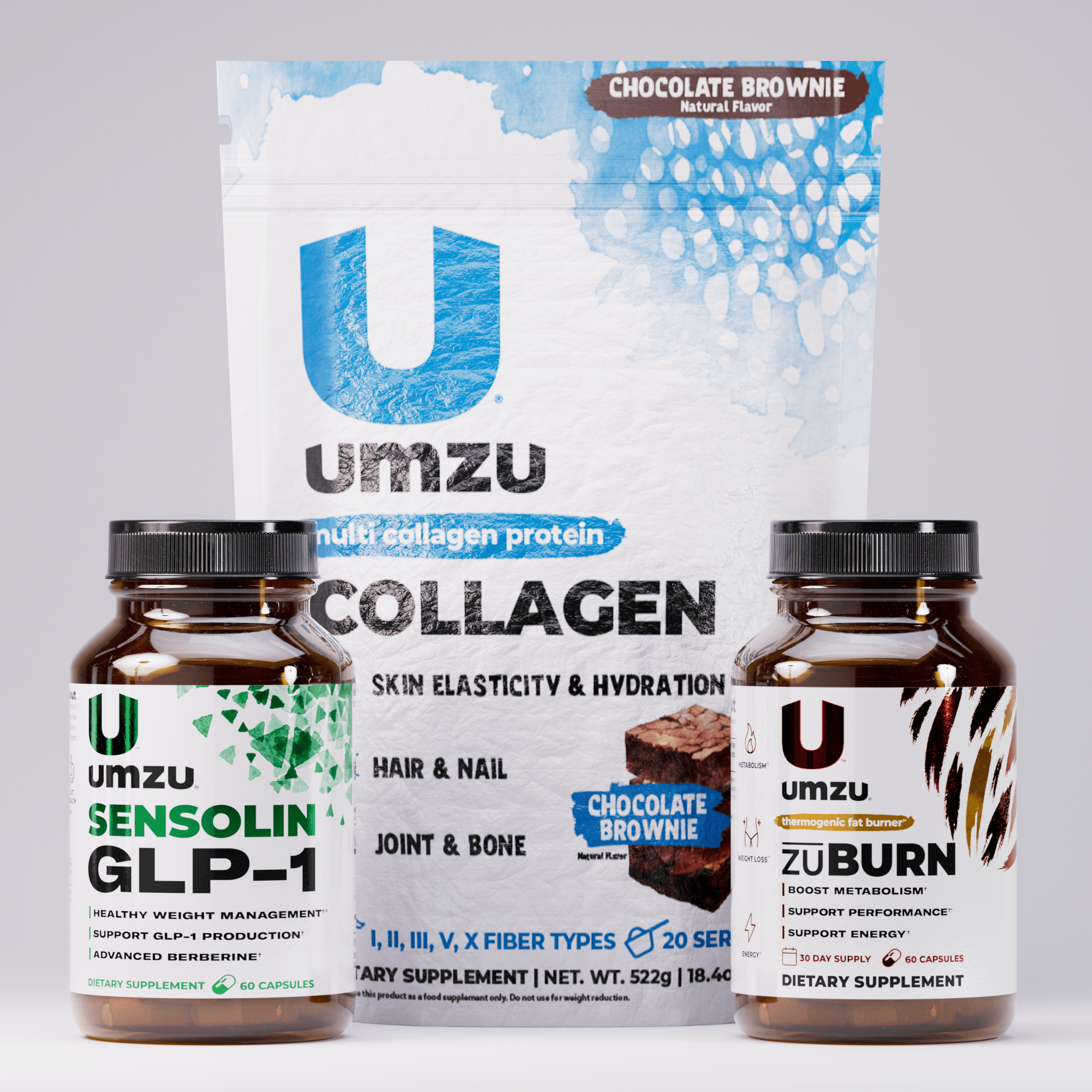 Weight Loss Bundle: Collagen, Sensolin GLP-1, zuBurn Bundles UMZU Chocolate