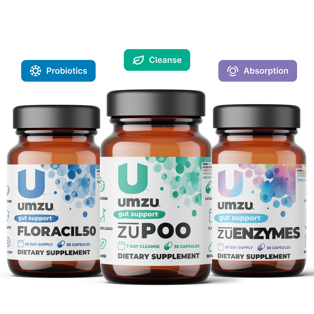 Digestive Health Bundle: Floracil50, zuPoo, zuEnzymes Bundles UMZU   