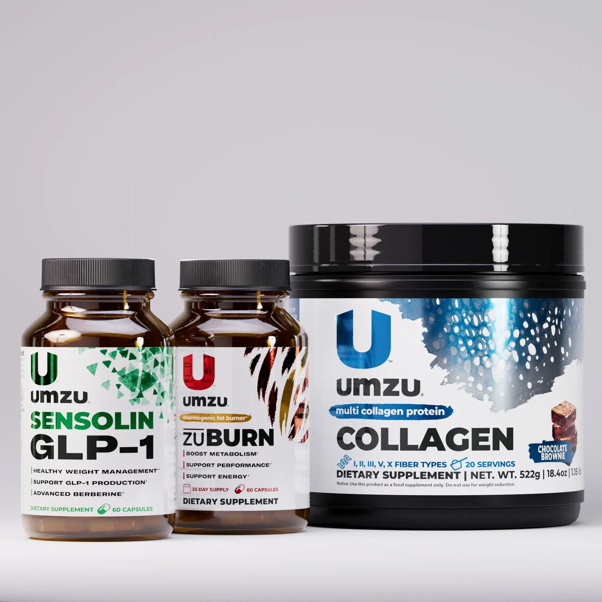 Weight Loss Bundle: Collagen, Sensolin GLP-1, zuBurn Bundles UMZU Chocolate
