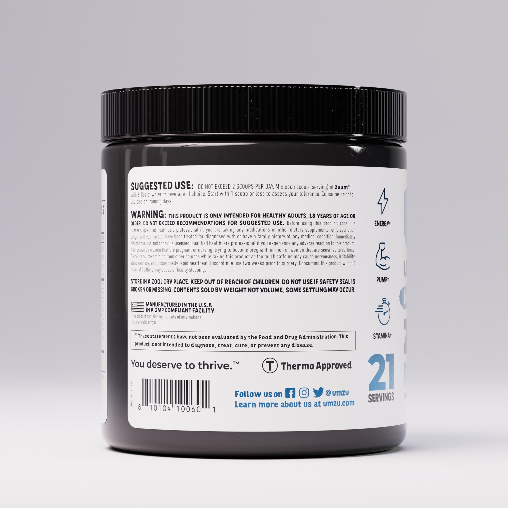 Zuum Pre-Workout Blue Raspberry: 3 Pack Bundle Powder UMZU