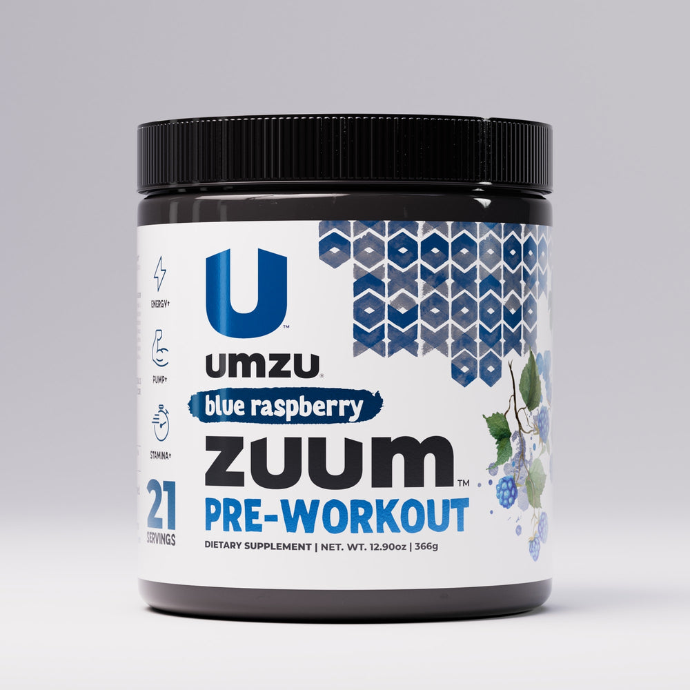 Zuum Pre-Workout Blue Raspberry: 3 Pack Bundle Powder UMZU